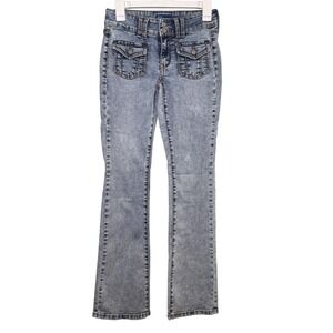 Project Indigo Women's Acid Wash Flare Jeans Light Blue‎ Low Rise Size 3